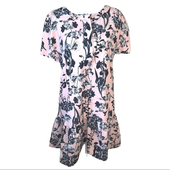 Parker Pink Floral Tiered Mini Dress Cinched Sleeves Size Small - Picture 1 of 9